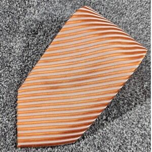 Ermenegildo Zegna style Italy Silk Stripe Pattern Orange Luxury Designer 4W,58L